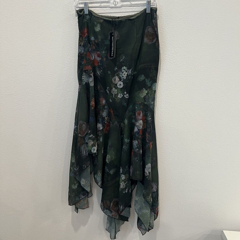 vintage-inspired dELiA*s floral Maxi skirt Large Whimsigoth Romantic Fall Party - Picture 3 of 8